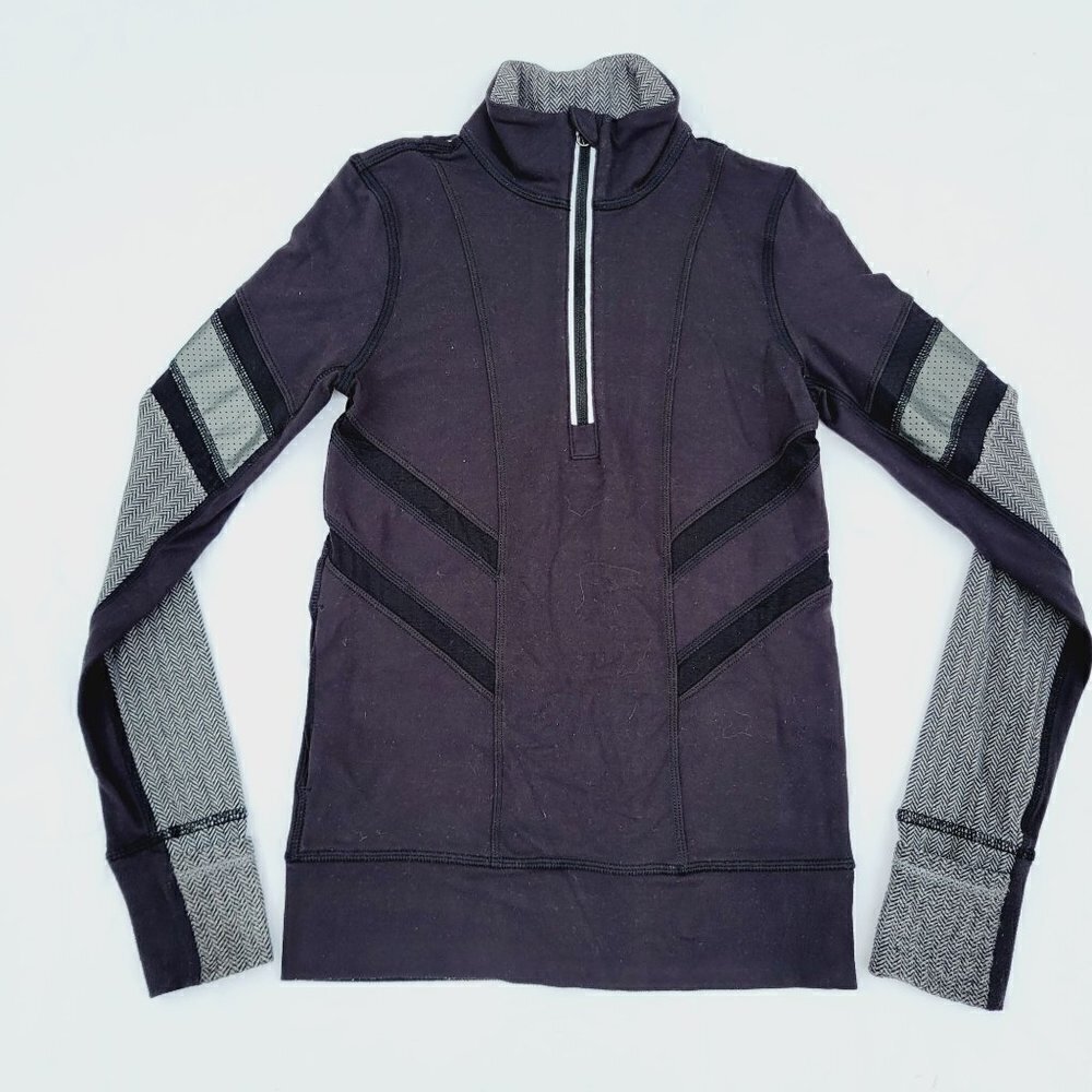 Ivivva by Lululemon Girl's Athletic Black & Gray 1/4 Zip Pullover - size 7